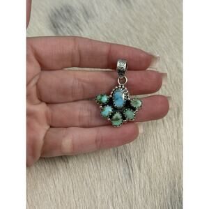 Native American Sterling Silver Golden Hills Blue Turquoise Sonoran Gold Pendant